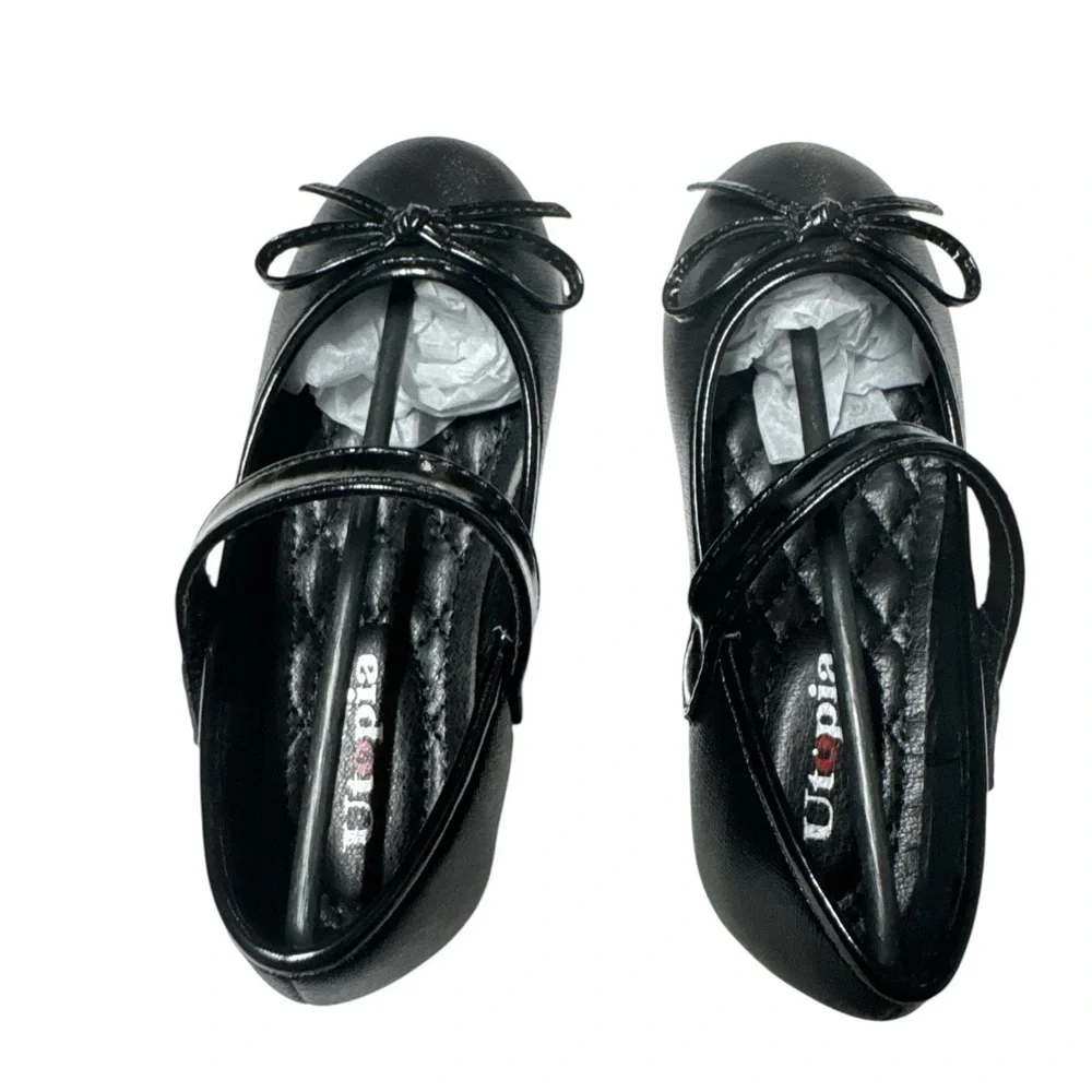 Nova Utopia Black Patent Mary Jane Shoes Toddler Size 9 Bow Dress Shoes